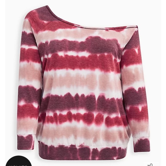 Torrid Off-Shoulder Sweatshirt Lightweight French Terry Tie Dye W-153 Plus Sz 2X - Picture 3 of 10